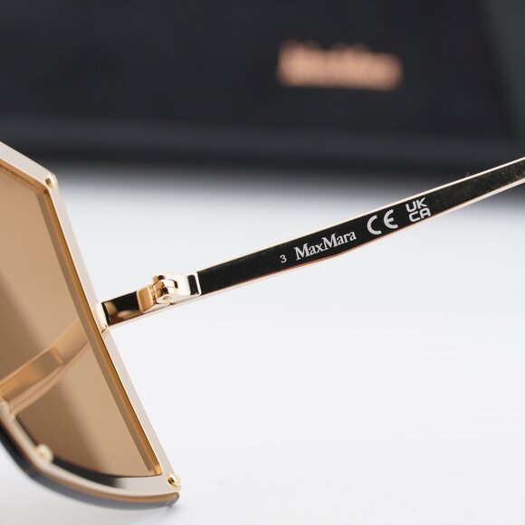 Max Mara MILLER MM0117 32E Shield Sunglasses - Gold/Brown main image 7
